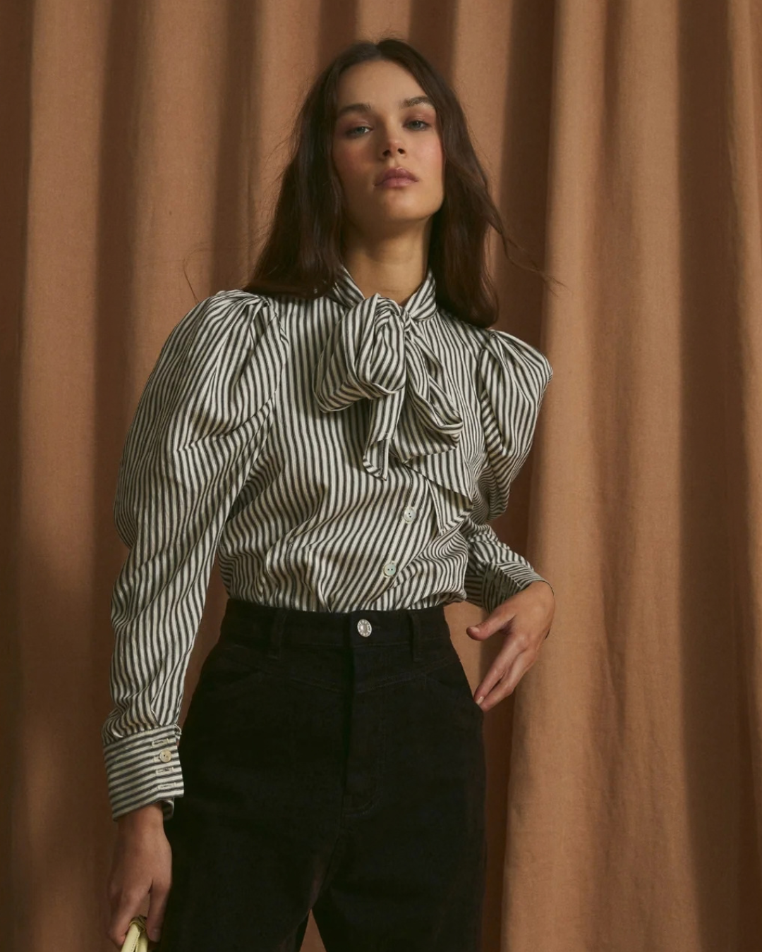Pajarita Miniraya Blouse in Brown Stripe by SOPHIE + LUCIE