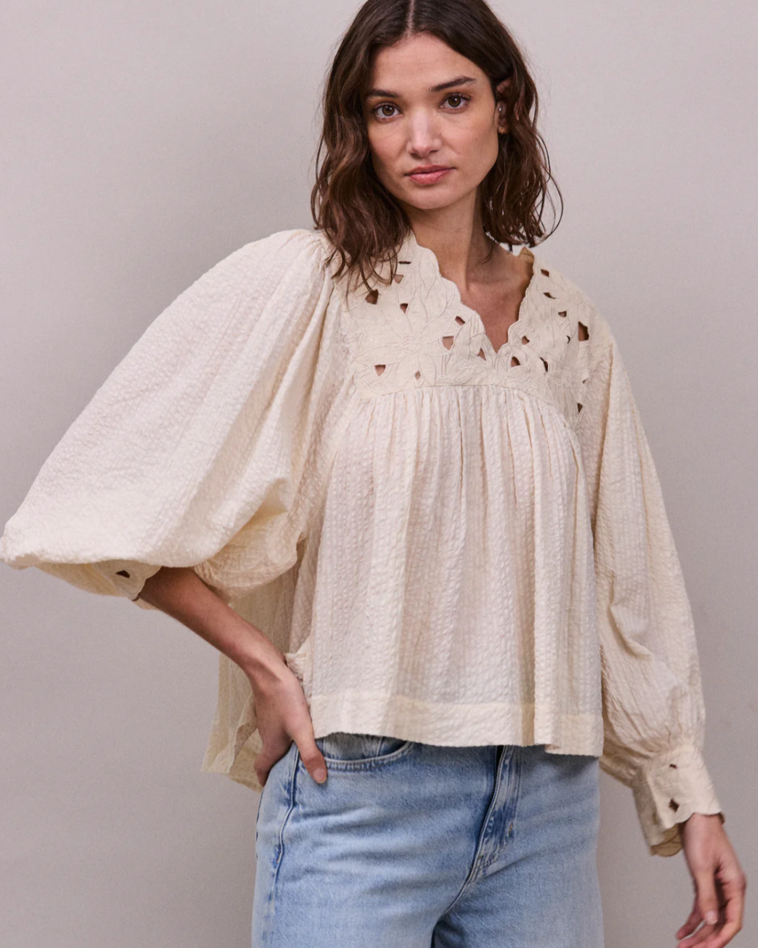 Lily of the Valley Blouse in Oyster by FAUNE