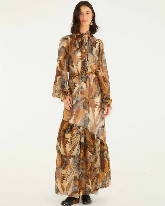 Dotted Macaws Cream Maxi Dress by Farm Rio