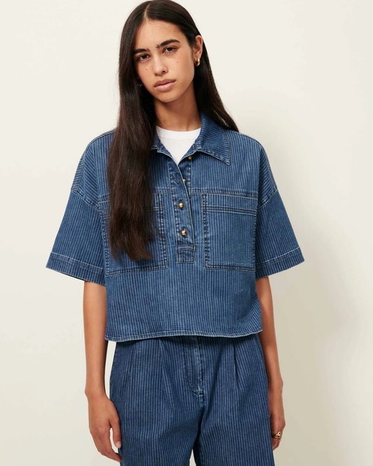 Newport Denim Overshirt in Regate Blue by Sessùn