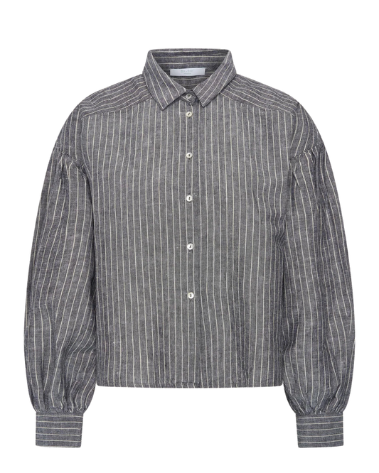 Sarah Short Thin Stripe Blouse in Ash Grey Stripe by by-bar