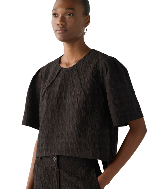 Talia Top in Black Jacquard by Foemina