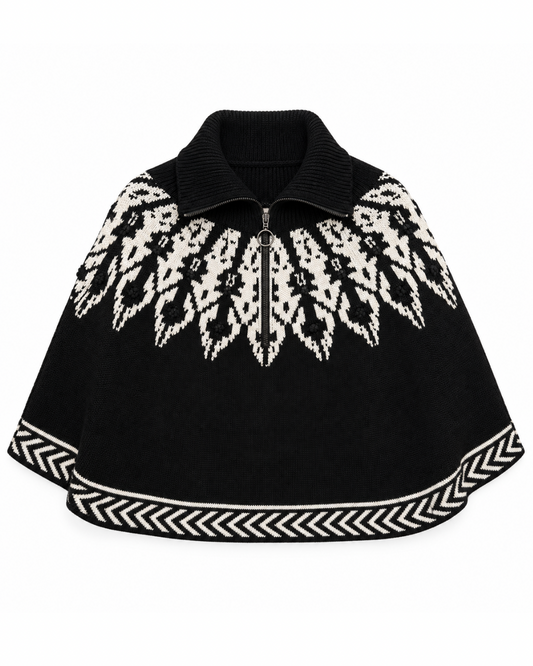 Mira Shoulder Warmer in Onyx Black with Vanilla by Scarlett Poppies