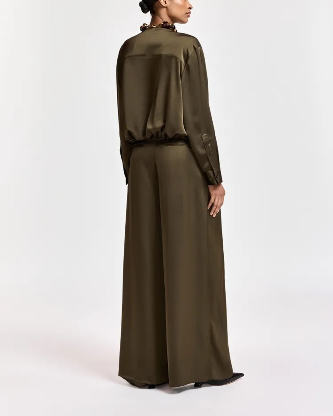 Katerina Wide Leg Pants in Dusty Green by Essentiel Antwerp