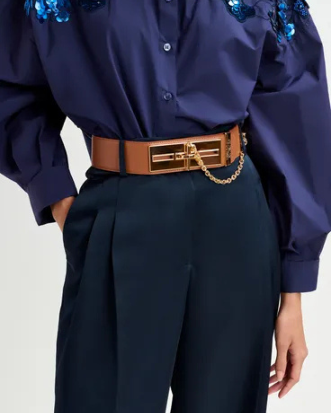 Gamme Leather Belt in Brown by Essentiel Antwerp