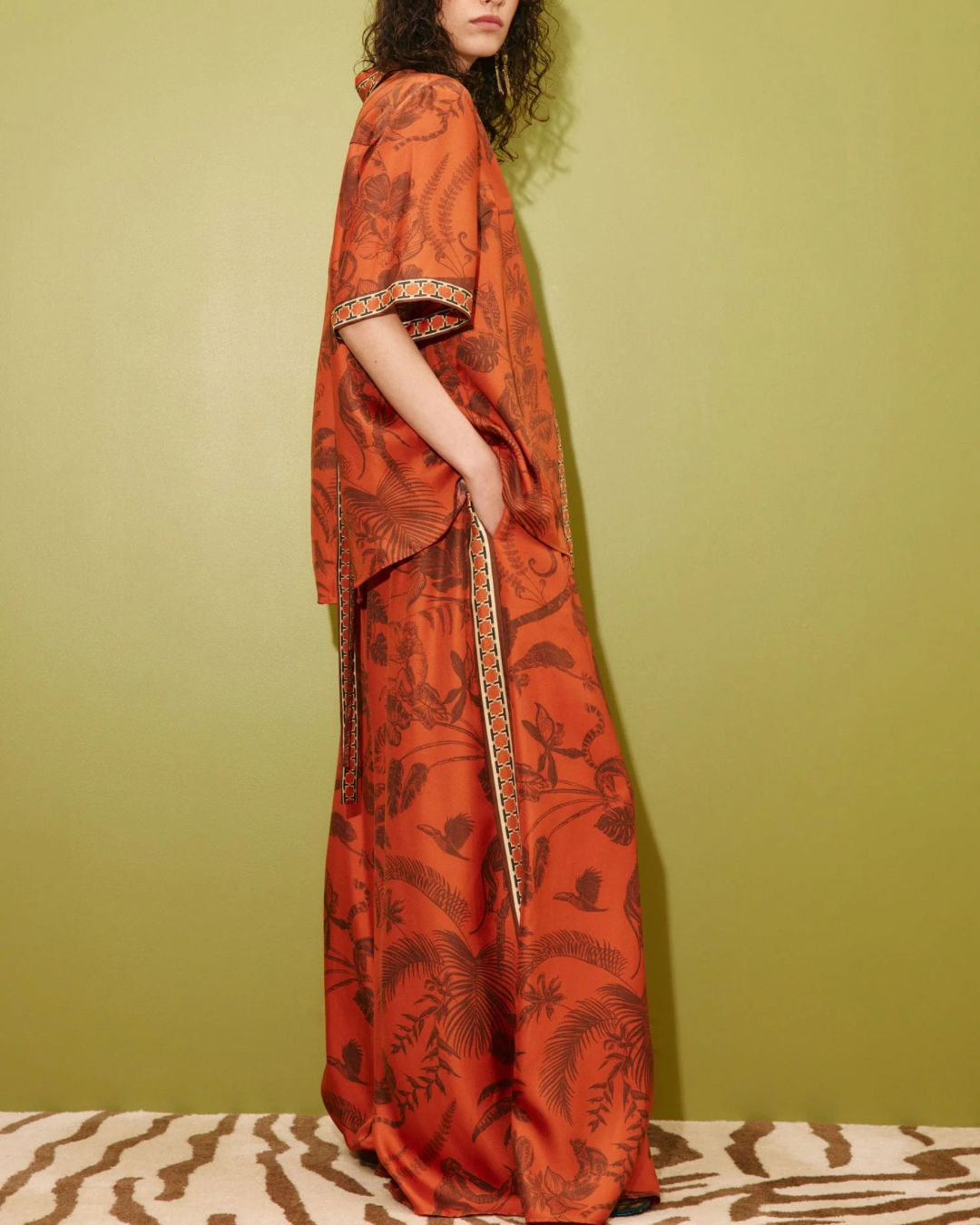 Monkey Dance Silk Palazzo Pant by Alemais