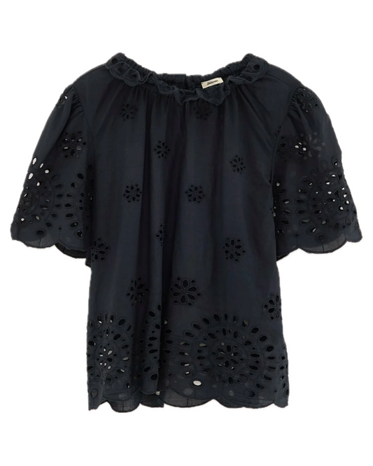 Darlene Short Sleeve Blouse in Black by Bellerose