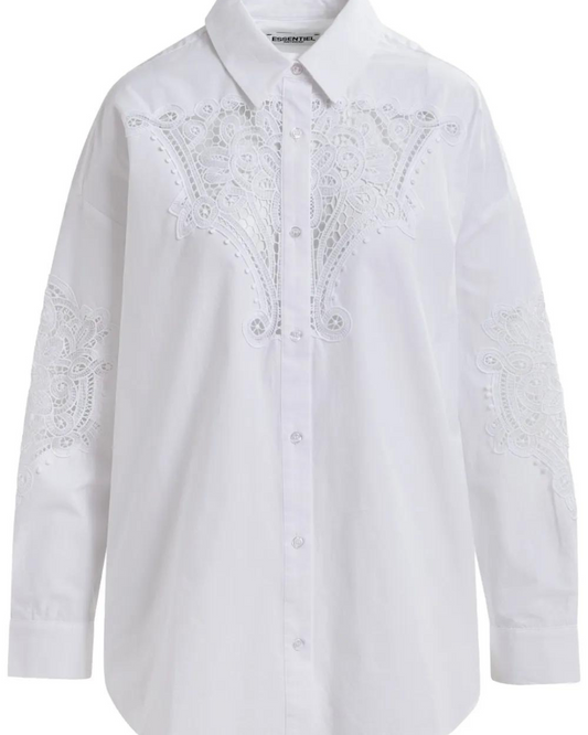 Hoofd Lace Panelled Shirt in White by Essentiel Antwerp