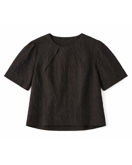 Talia Top in Black Jacquard by Foemina