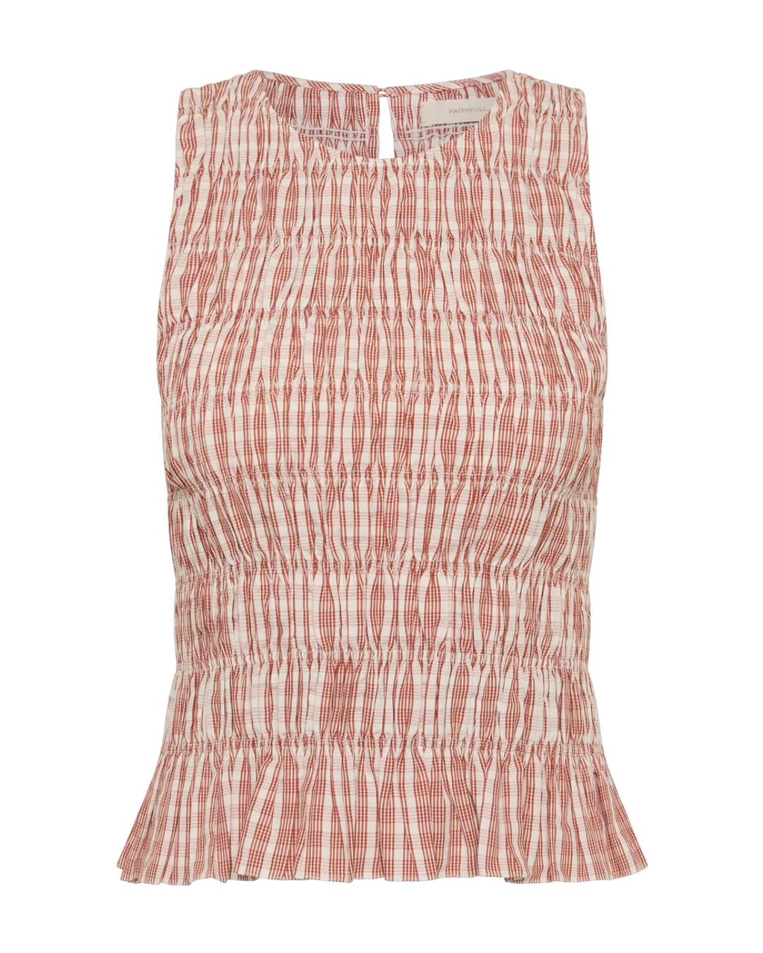 Cales Top in Paloma Check Cinnamon White by Faithfull the Brand