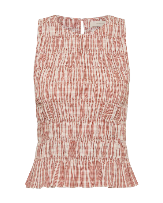 Cales Top in Paloma Check Cinnamon White by Faithfull the Brand