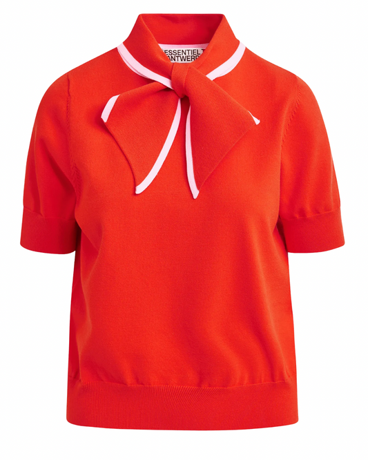 Jonda Contrast Colour Polo in Orange Brulee by Essentiel Antwerp