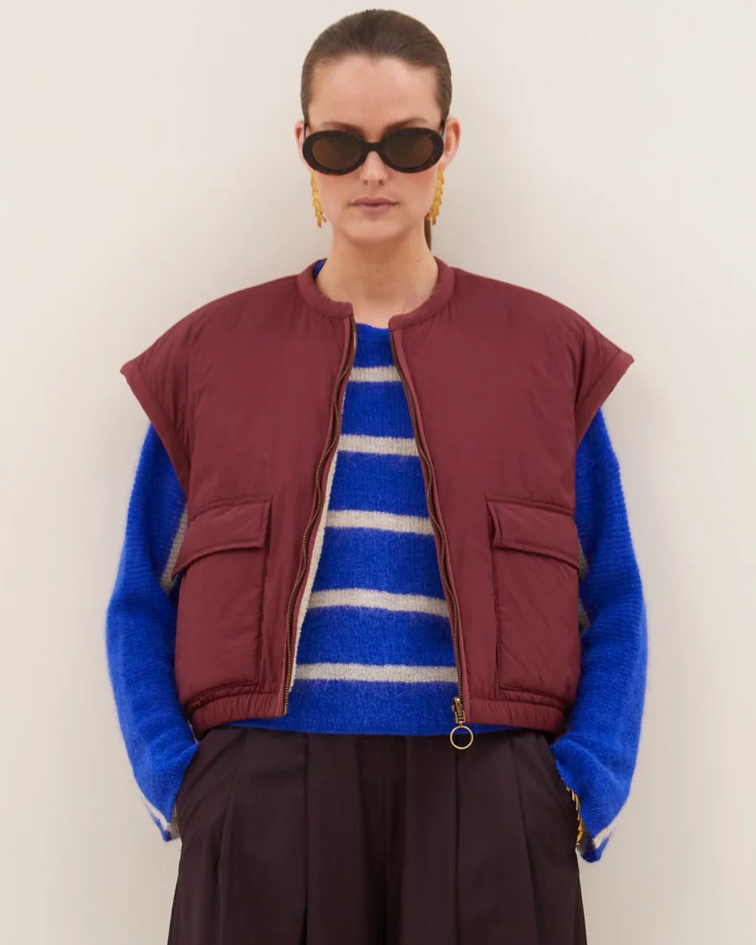Gio Sleeveless Jacket in Wine by by-bar