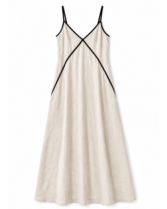 Azalea Linen Dress in Oatmeal by Lilly Pilly