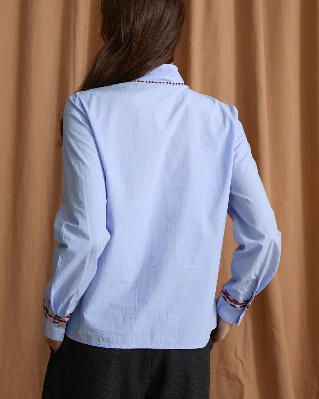 Luciana Poplin Blouse in Blue by SOPHIE + LUCIE