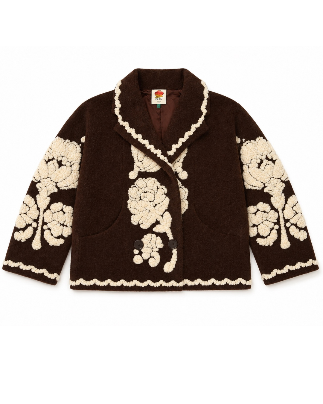 Flowers Coat in Brown by Farm Rio