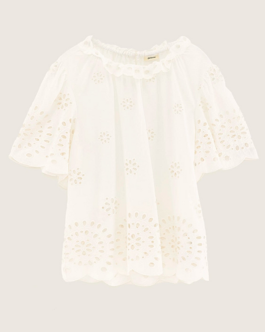 Darlene Short Sleeve Blouse in White by Bellerose