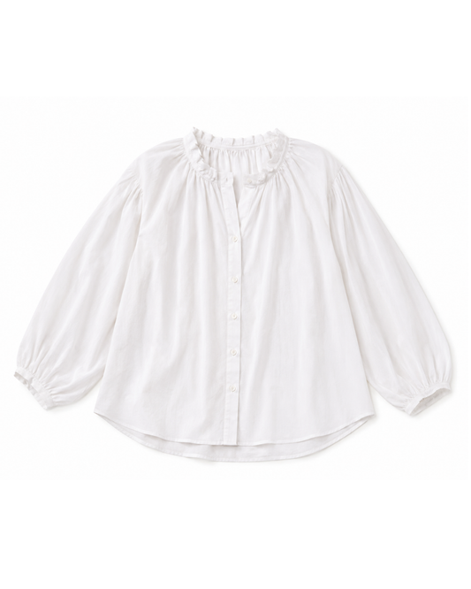 Thalia Cotton Voile Shirt in Ivory by Lilly Pilly