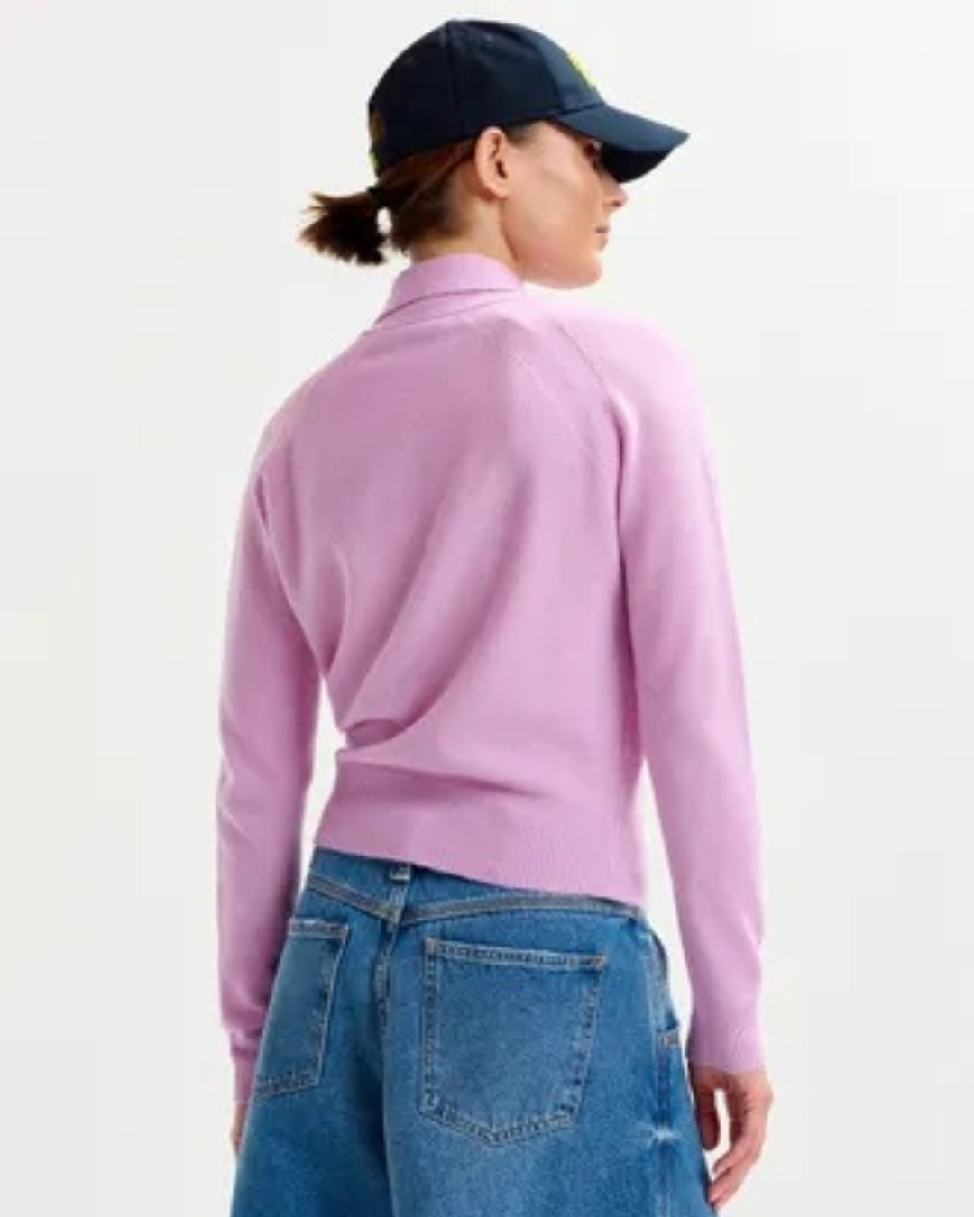 Invited Cashmere Pussy Bow Tie Sweater in Lilac Cloud by Essentiel Antwerp