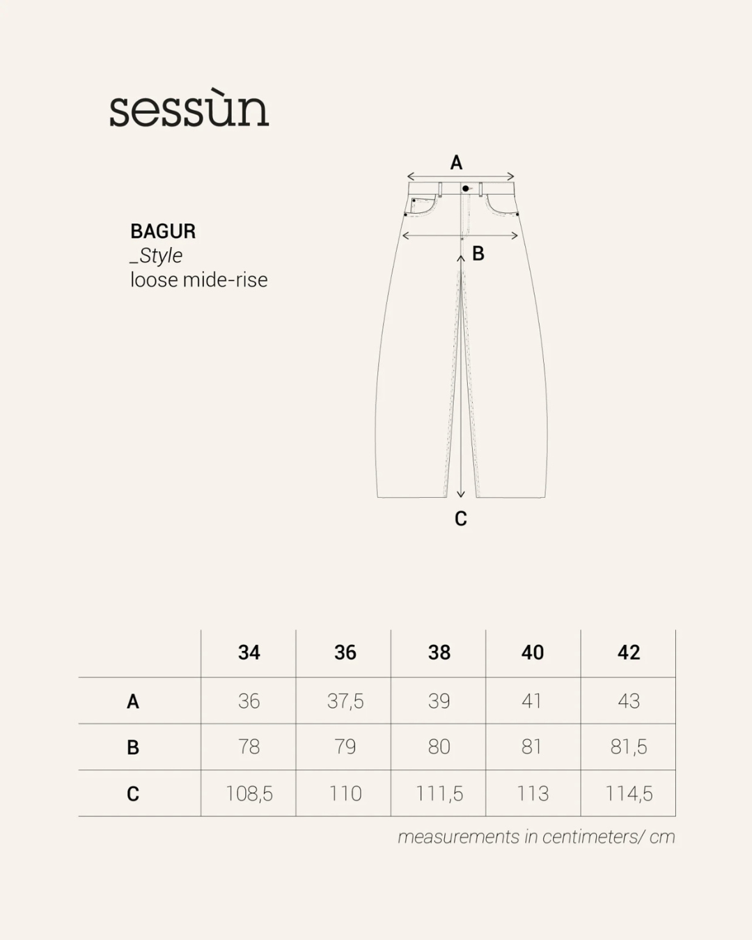 Bagur Jeans in Fleur de Sel by Sessùn