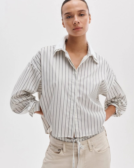 Marin Stripe Layered Shirt in Cream Stripe by Rag & Bone