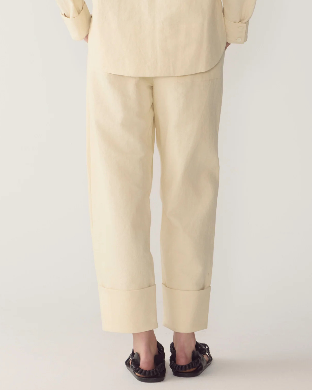 Blair Pant in Bone Cotton Linen Canvas by Foemina