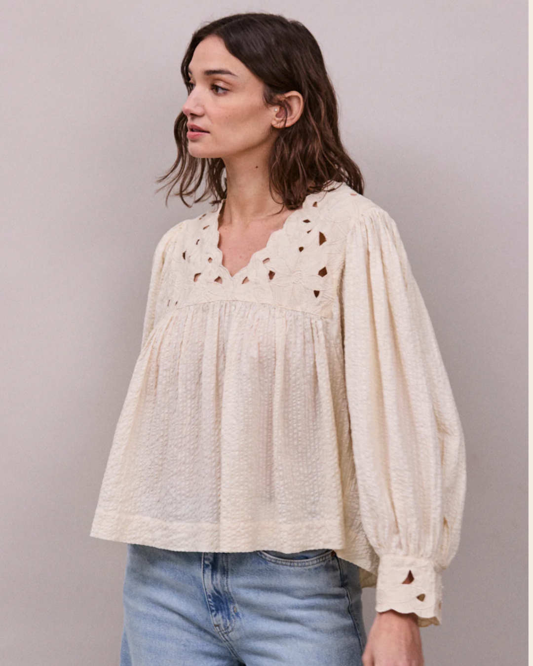Lily of the Valley Blouse in Oyster by FAUNE