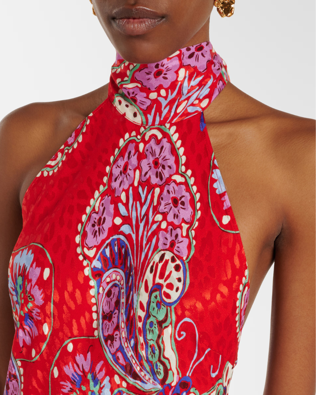 Maura Dress in Butterfly Bloom Jacquard Red by RIXO