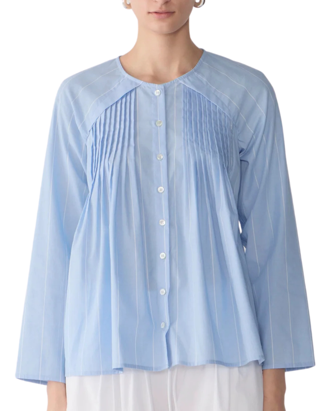 Rae Top in Chambray Wide Pinstripe by Foemina