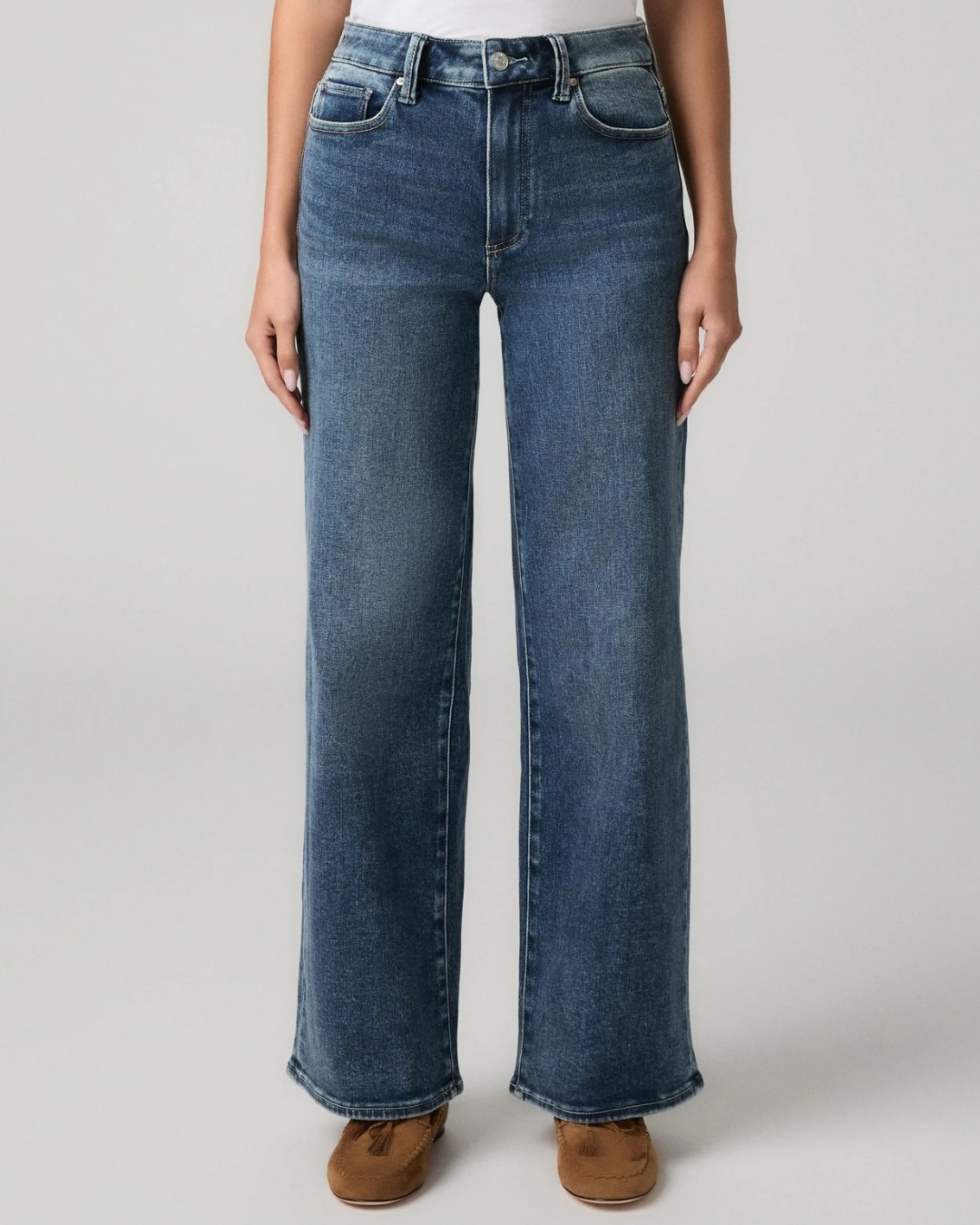 Anessa 31” Seamed Beltloops Wide Leg Jeans in Bowery by PAIGE