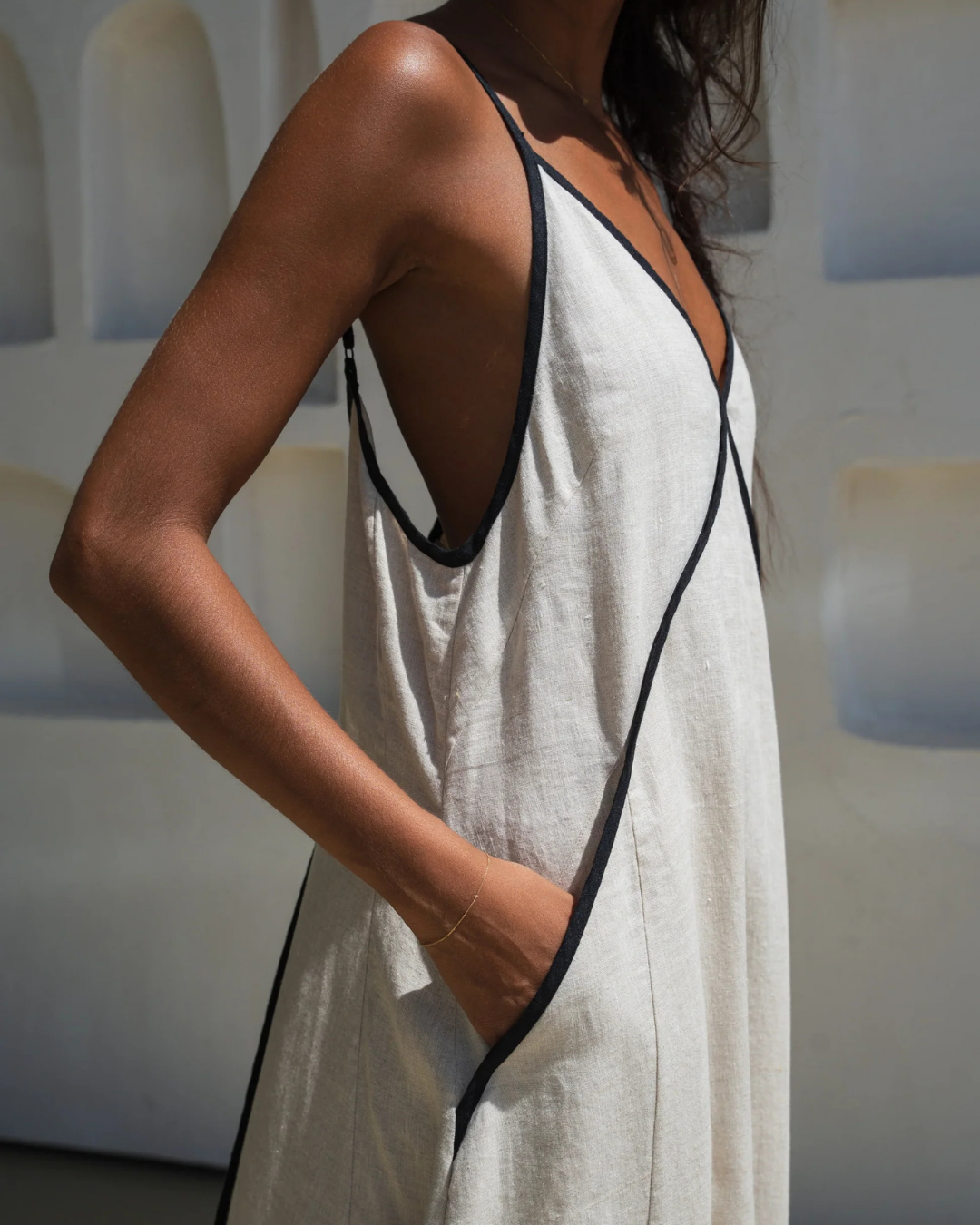 Azalea Linen Dress in Oatmeal by Lilly Pilly