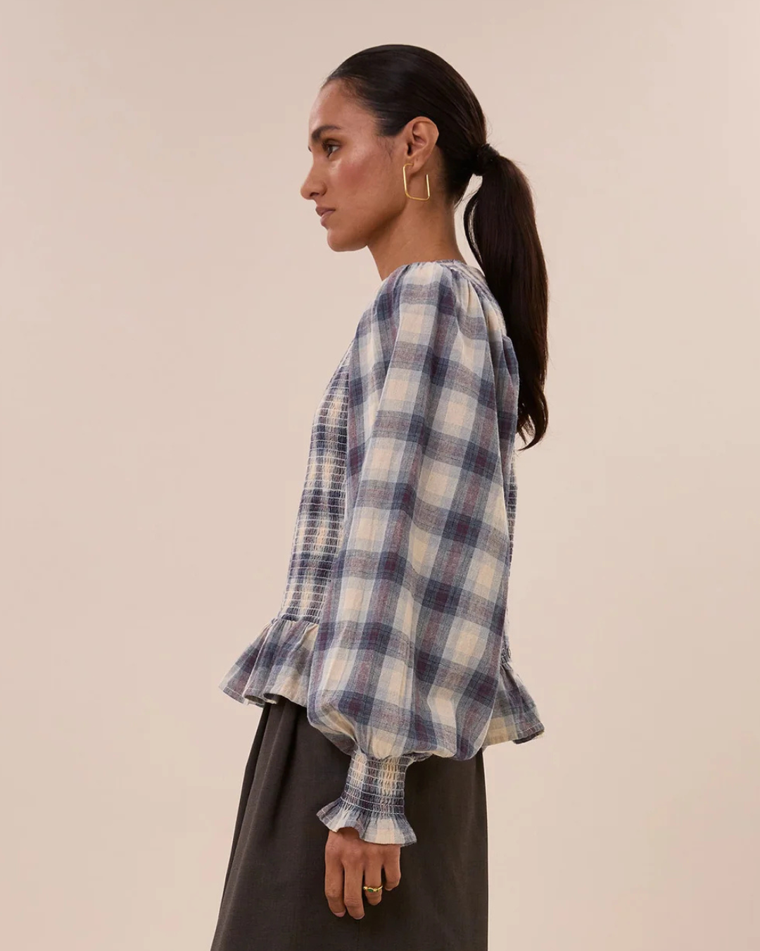 Yena Tokyo Check Blouse in Tokyo Check by by-bar