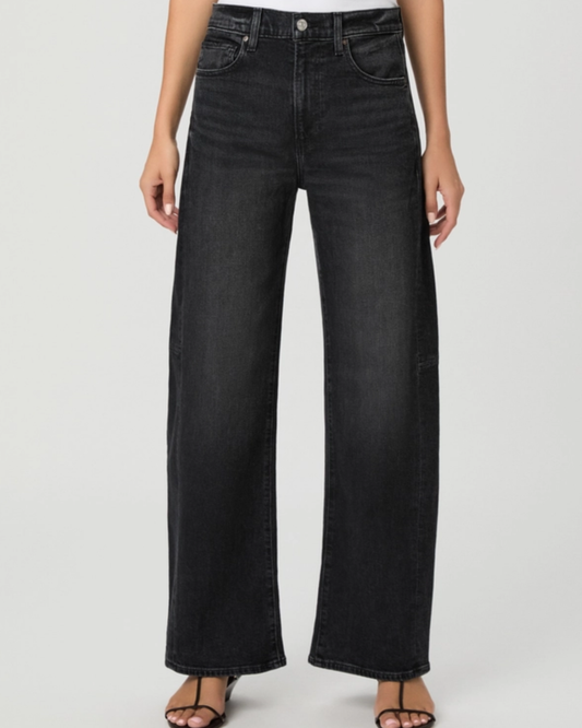 Arellia Skimmer Barrel Leg Jeans in Oscura by PAIGE