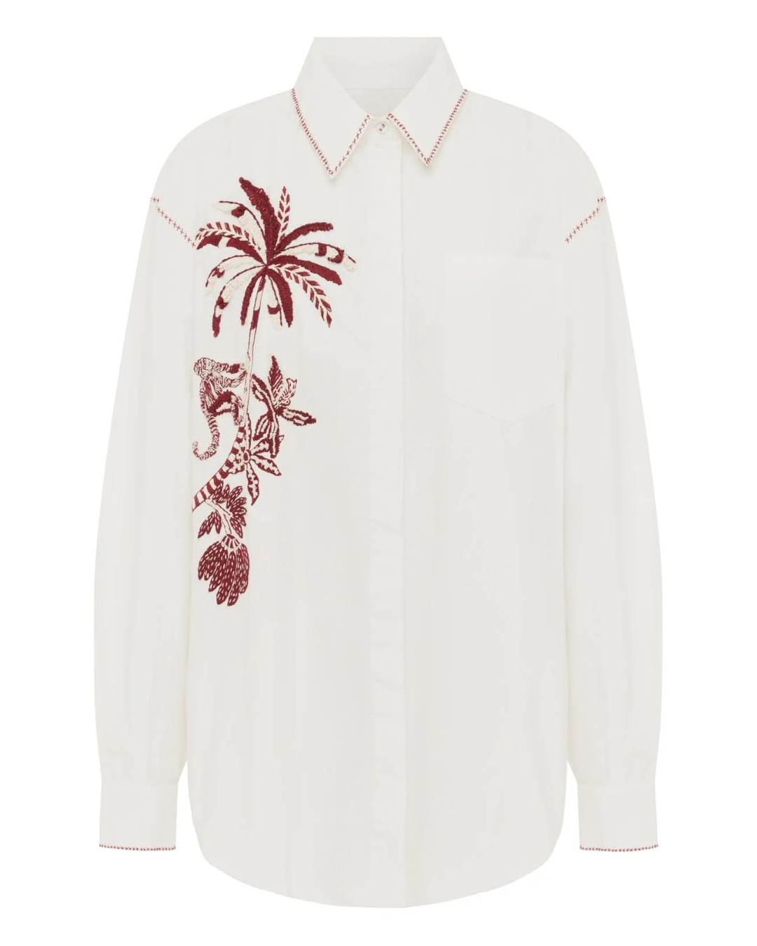 Odie Embroidered Shirt in Ivory by Alemais