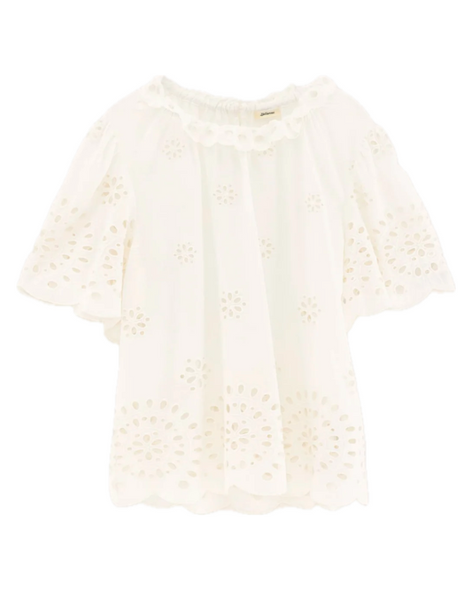 Darlene Short Sleeve Blouse in White by Bellerose