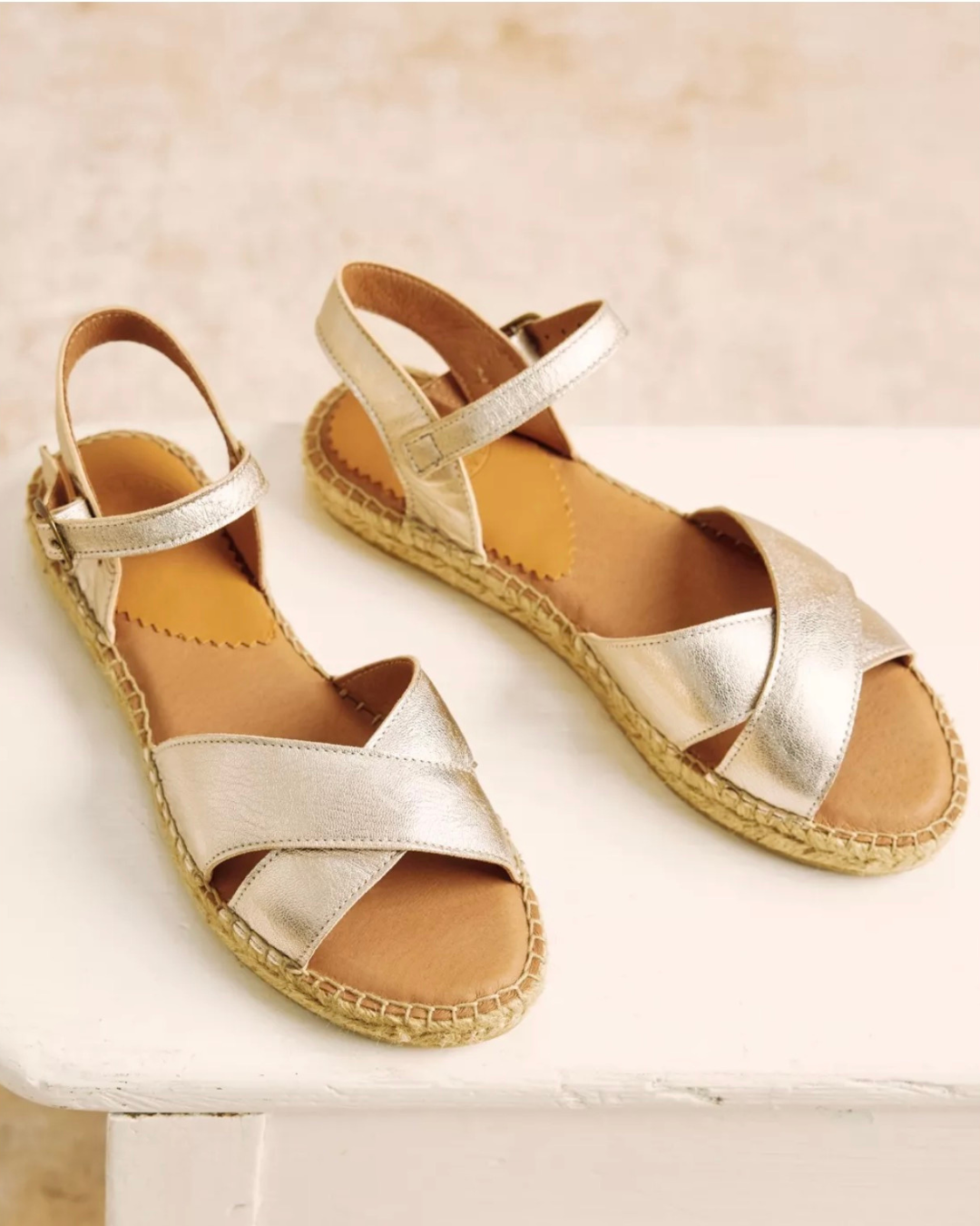 Campo Leather Espadrille in Champagne by Penelope Chilvers
