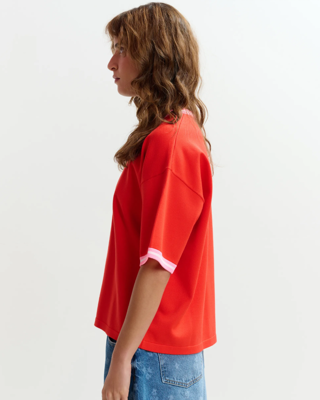 Jefinitely Contrast Pullover in Orange Brulee by Essentiel Antwerp