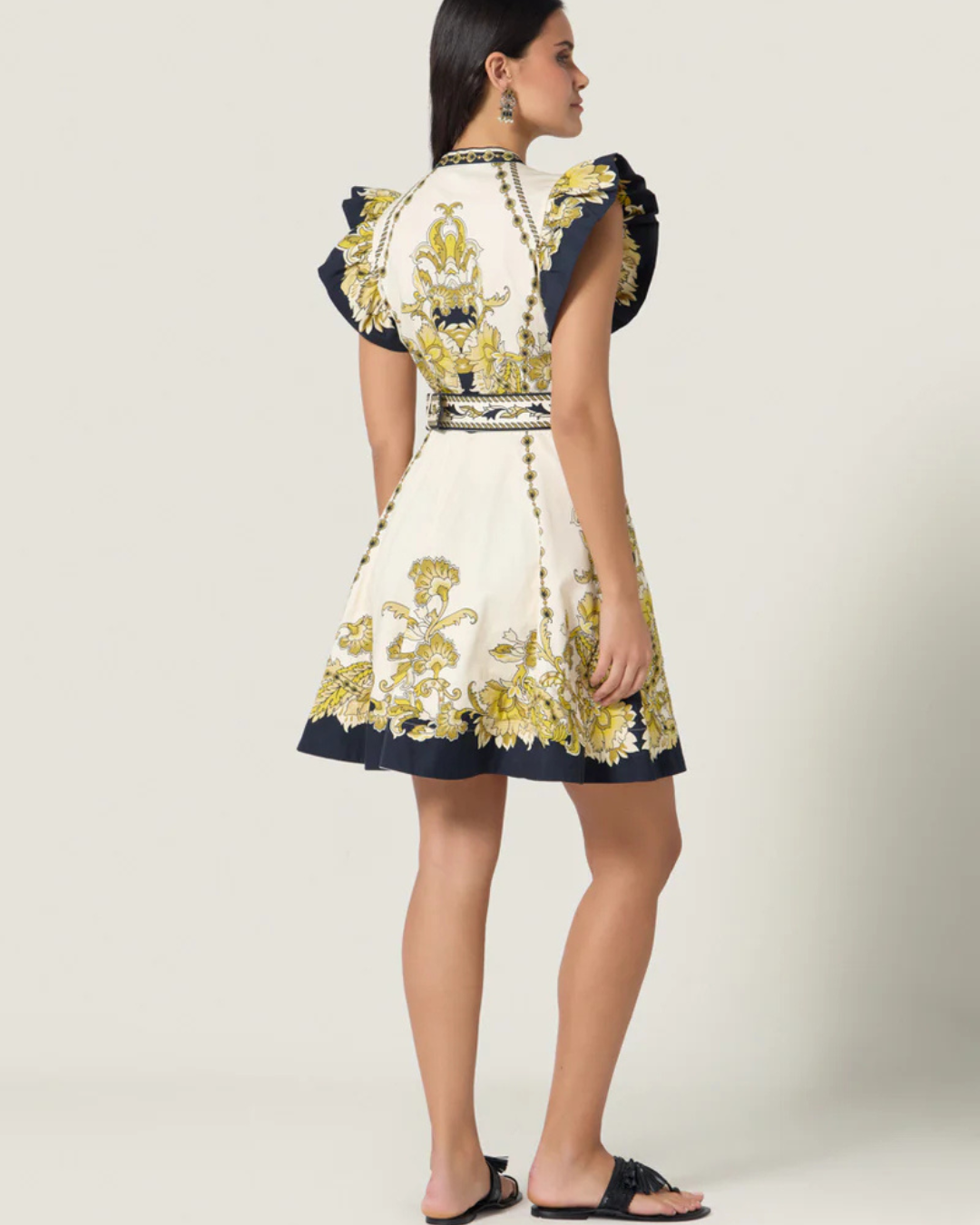 Baroness Floral Dress in Black & Gold by Scarlett Poppies