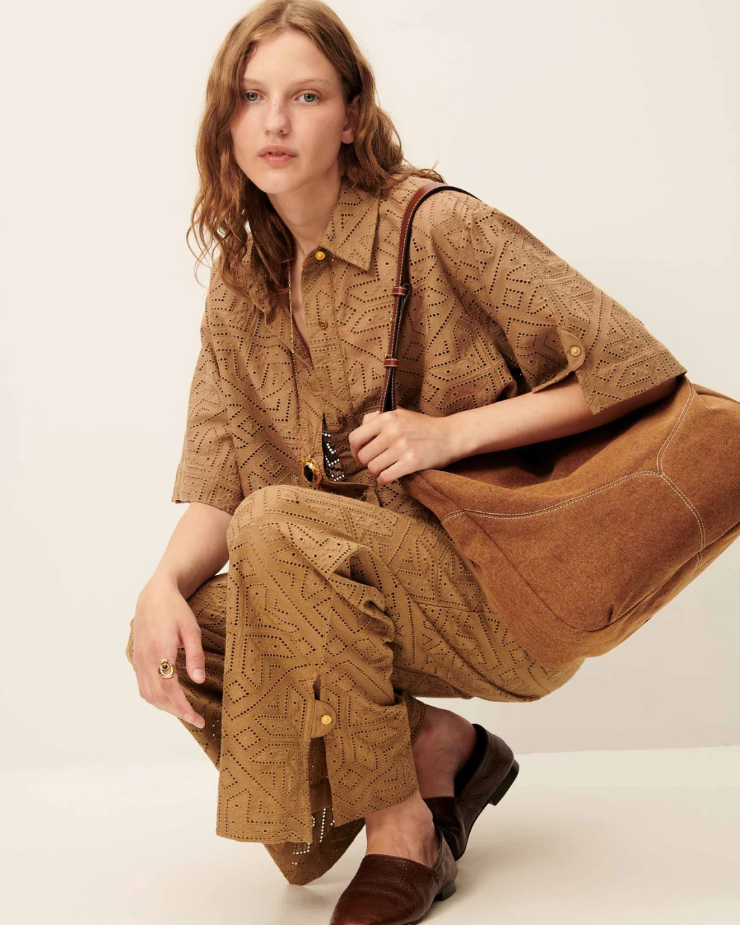 Kaia Embroidered Shirt in Pampa by Sessùn