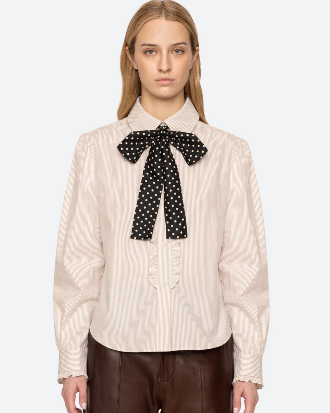 Declan Long Sleeve Button Down Top in White by Sea NY