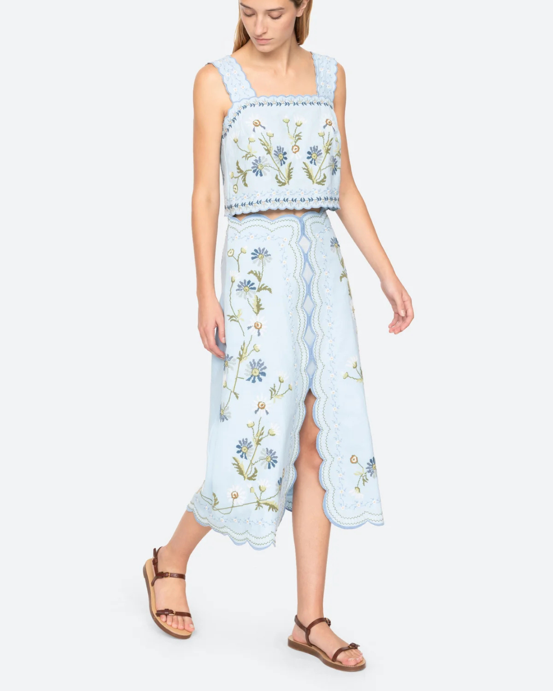Audra Embroidery Tank Top in Blue by Sea NY