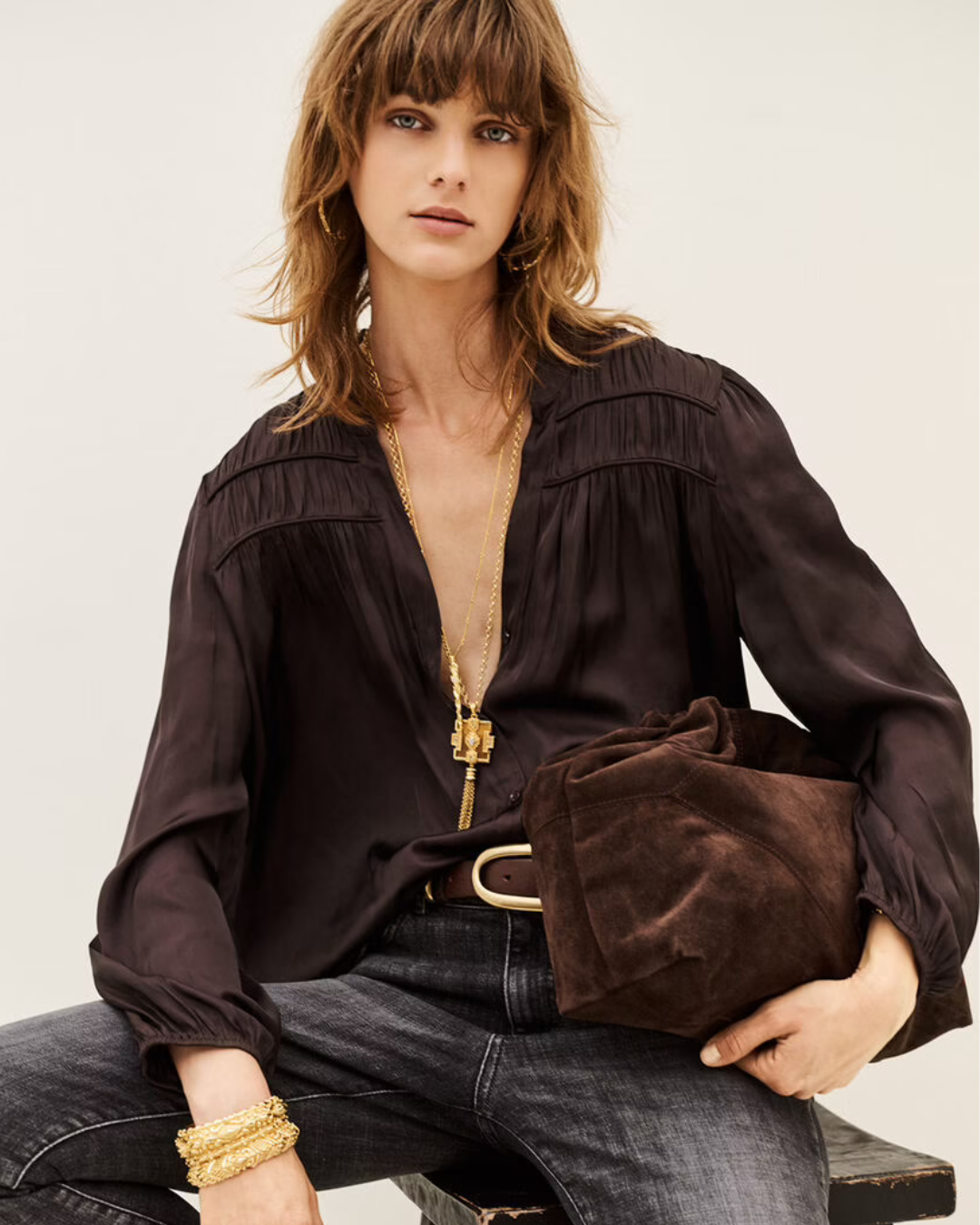 Cessia Blouse in Aubergine by BA&SH