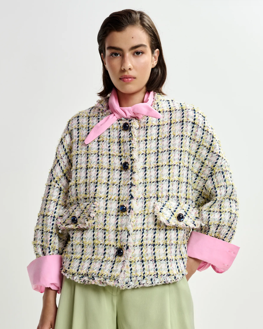 Jayden Boxy Cropped Jacket in Basil Smash by Essentiel Antwerp