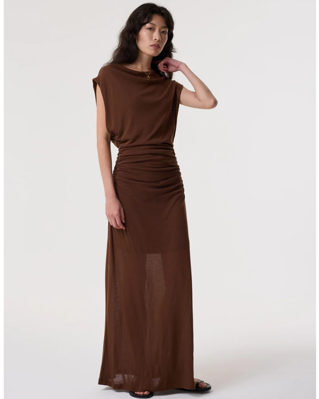 Alina Maxi Dress in Chocolate by AKYN