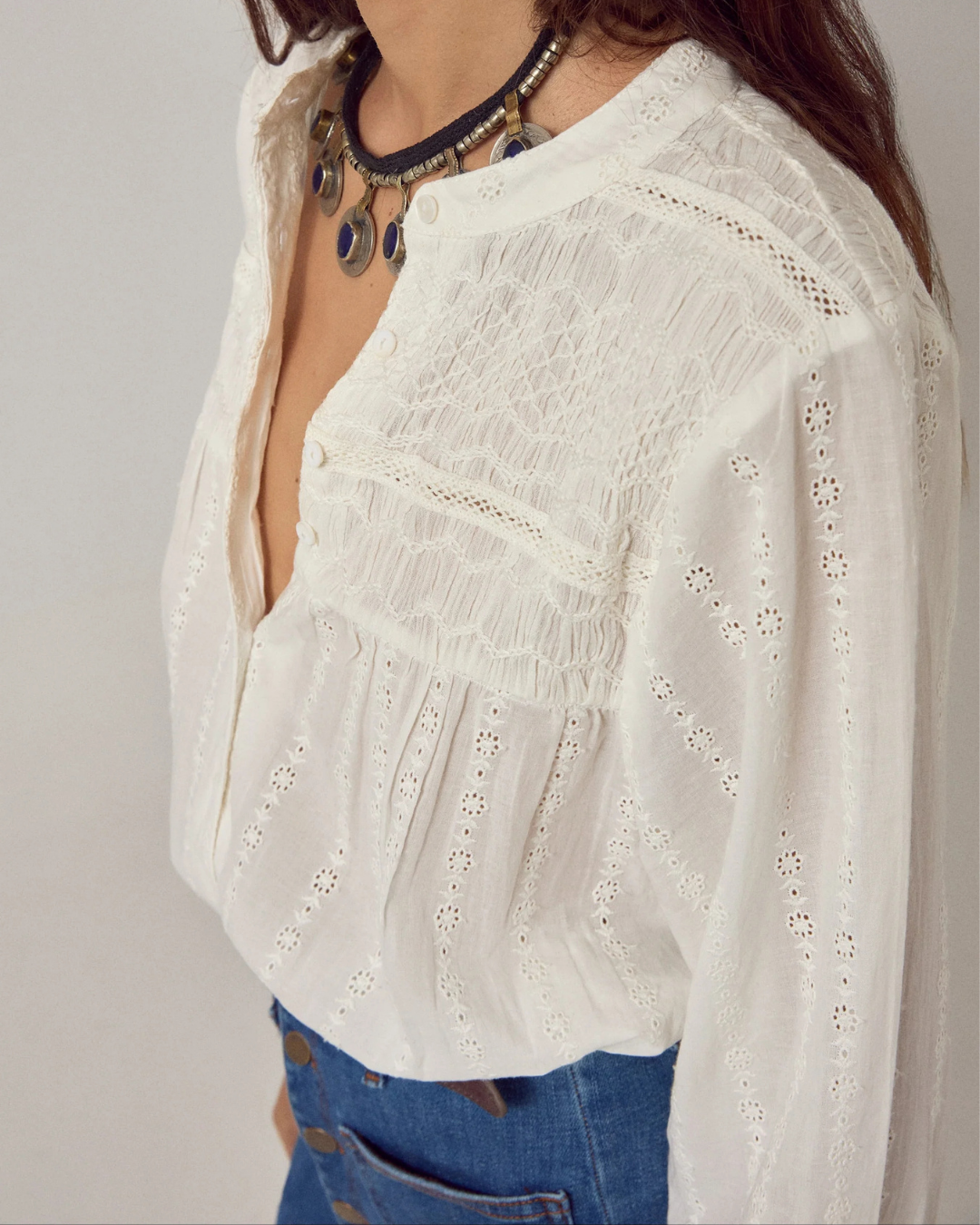 Paoli Blouse in Bianca by Maison Hotel