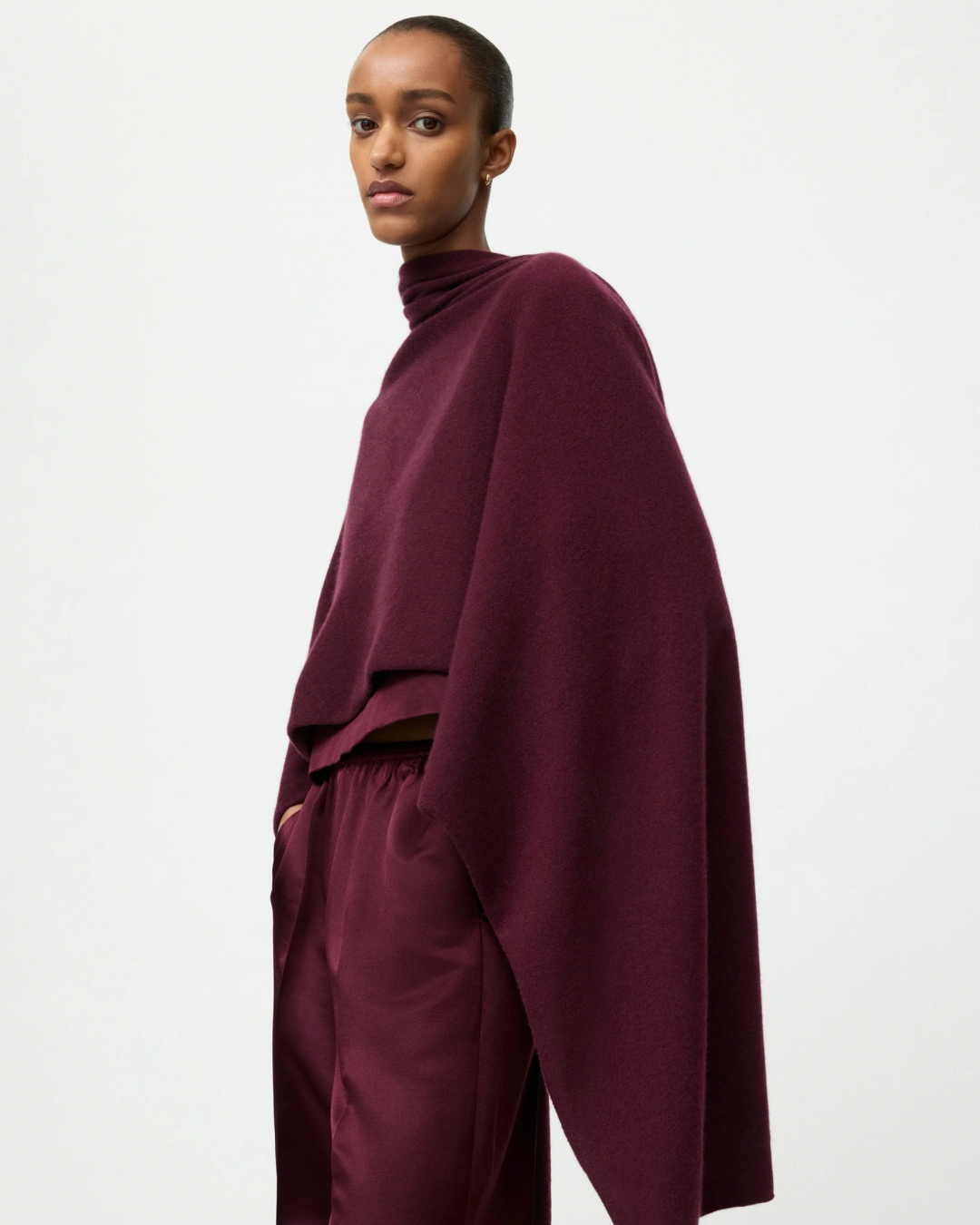 Knitted Scarf in Bordeaux by Soft Goat