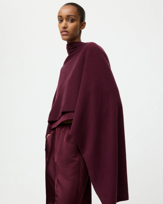 Knitted Scarf in Bordeaux by Soft Goat