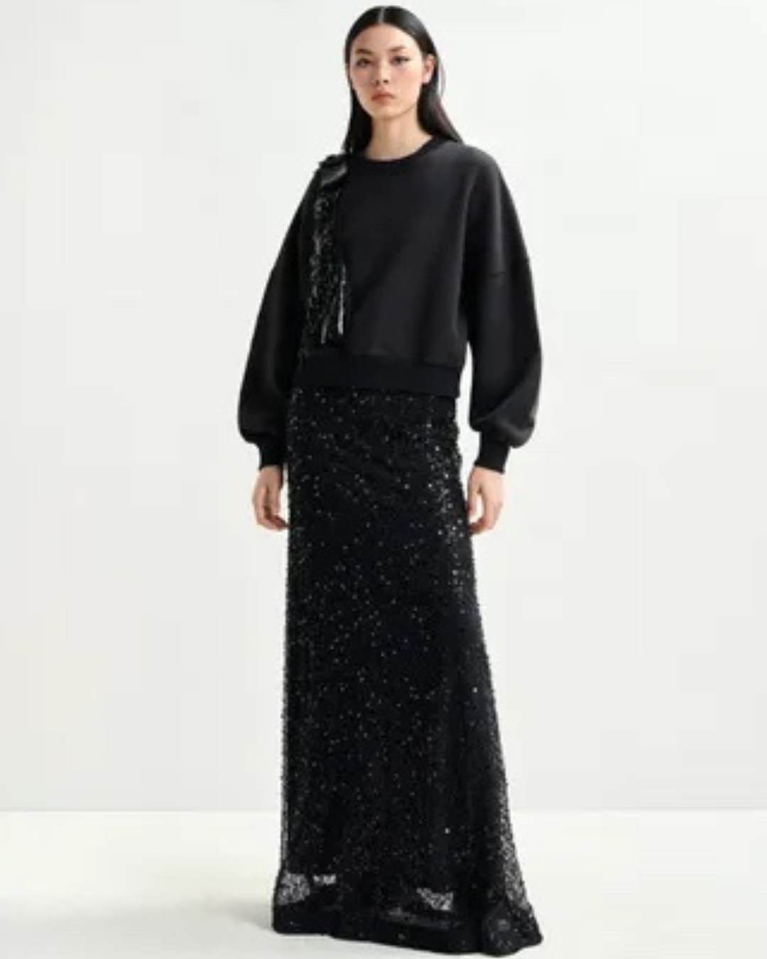 Isequins Sequin Maxi Skirt in Black by Essentiel Antwerp