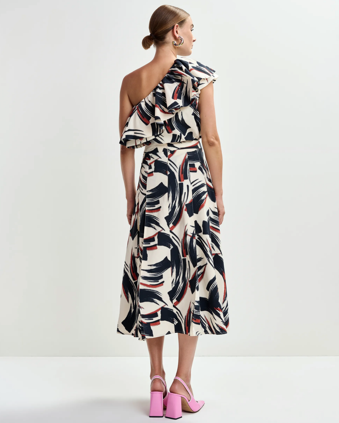 Jaelyn Deep Pleat Midi Skirt in Burned Red by Essentiel Antwerp