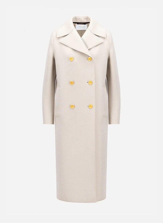 Cream Military Coat In Pressed Wool by Harris Wharf London